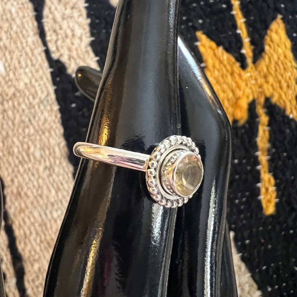 Citrine Sterling Silver 925 Bohemian Hippie Style Ring Size 8.25